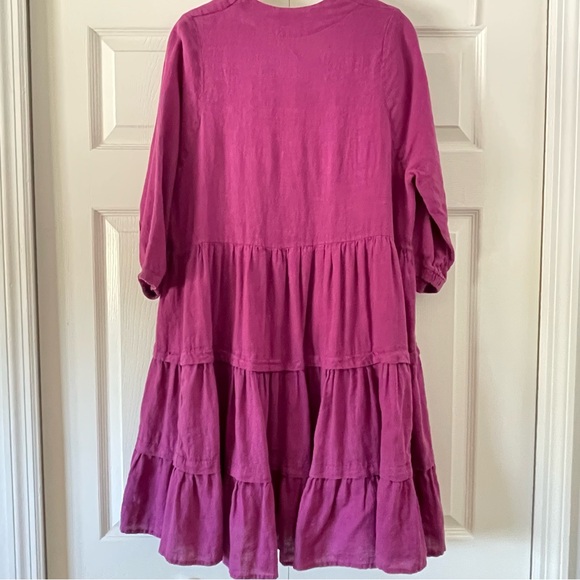 Alembika Linen Tiered Dress in Magenta - Picture 7 of 12